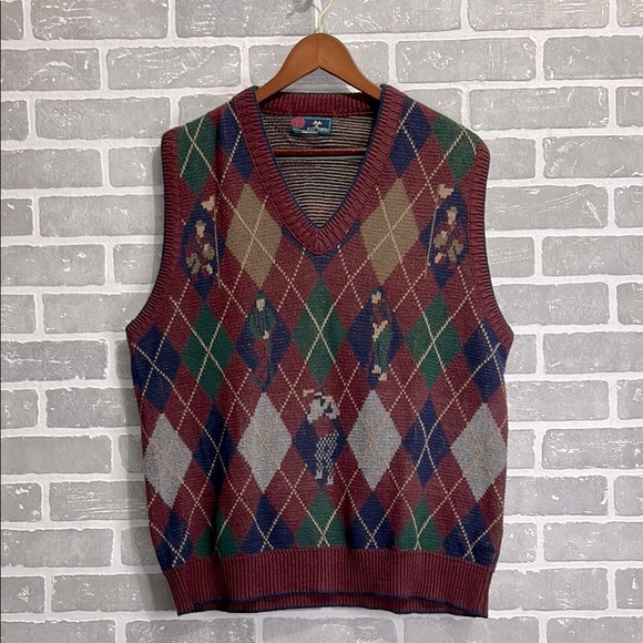 Isle of Cotton Other - Vintage Isle of Cotton V-Neck Argyle Sweater Vest Mens Size Large